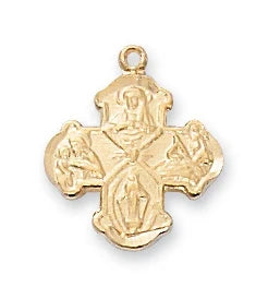 Gold on Sterling 4 Way Baby Medal On Chain-13"