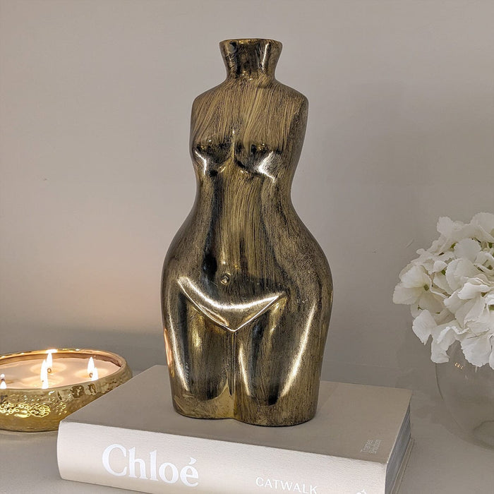 Gold Tall Female Silhouette Vase Accessories