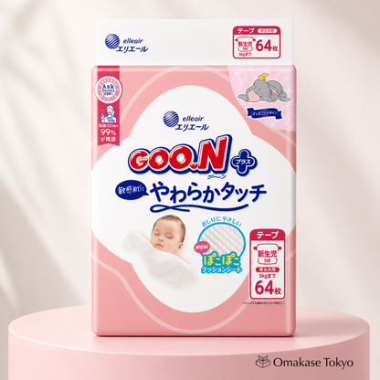 GOO.N Plus Newborn Baby Diapers with Tape – 64 pieces