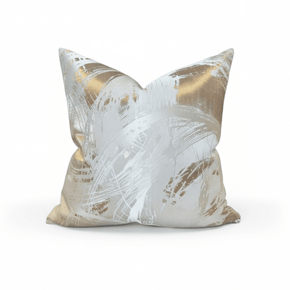 Harlow Cream & Gold Metallic Abstract Cushion Cover - 50x50cm Textiles