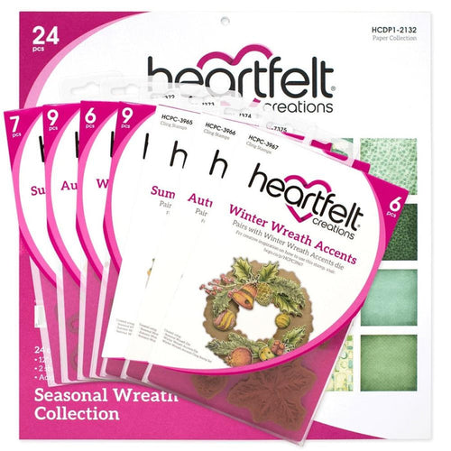 Heartfelt Creations - Seasonal Wreath Collection - Includes 1 Of Each Item In Collection. This timeless collection gives you everything you need to start building your own wreath with ease! Perfectly coordinated accent pieces for each season, gives you the freedom year round, to create an all seasons wreath, no matter the occasion!  Available at Embellish Away located in Bowmanville Ontario Canada.