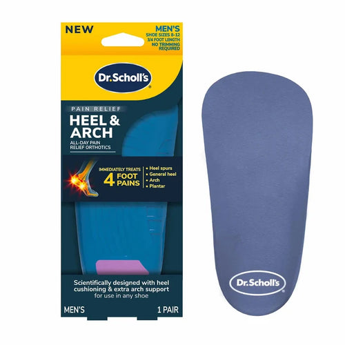 Dr. Scholl's Heel & Arch all-day pain relief orthotic insole, blue, 1 pair