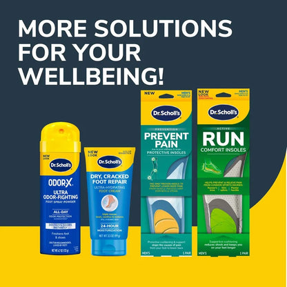 Set of Dr. Scholl's comfort and pain relief product boxes, including heel & arch
