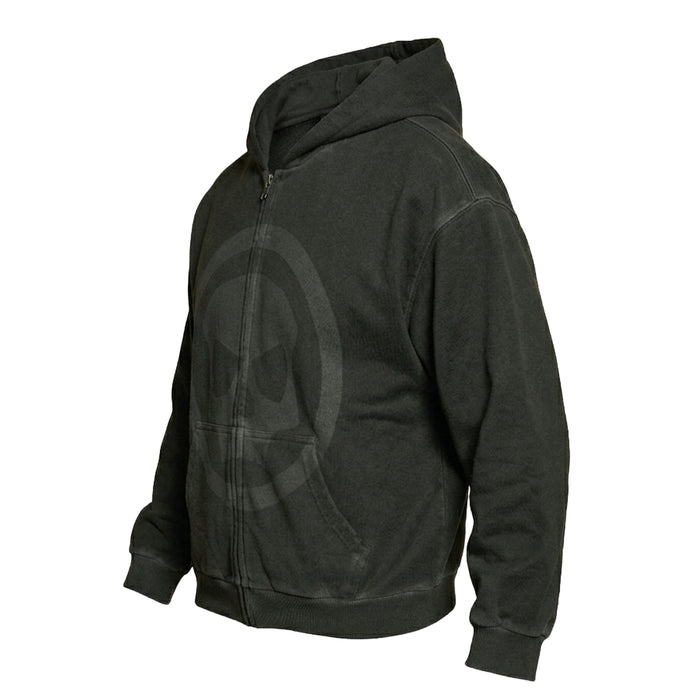 HERITAGE SKULL ZIP HOODIE - SAGE GREY WASH