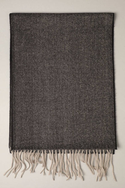 Fashion City herringbone muffler scarf featuring a stylish woven pattern, perfect for adding warmth and elegance.