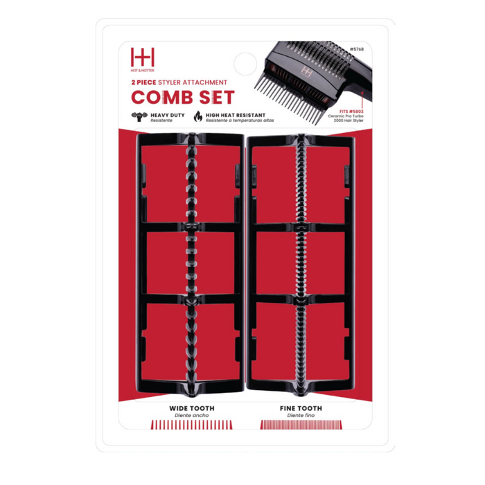 Hot & Hotter 2 Piece Styler Attachment Comb Set, 1 Count, Black