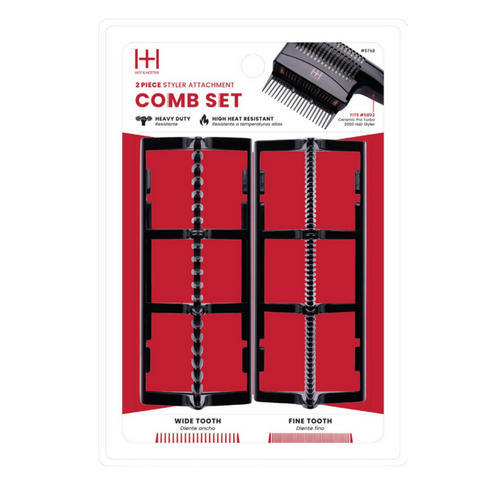 Hot & Hotter 2 Piece Styler Attachment Comb Set, 1 Count, Black