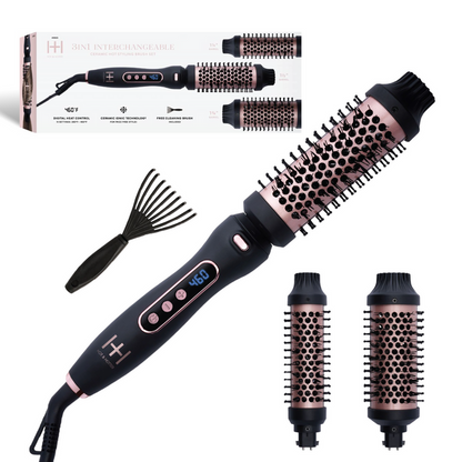 Hot & Hotter 3 in 1  Ceramic Hot Styling Brush Set, 1 Count, Black