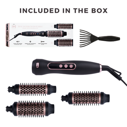 Hot & Hotter 3 in 1  Ceramic Hot Styling Brush Set, 1 Count, Black
