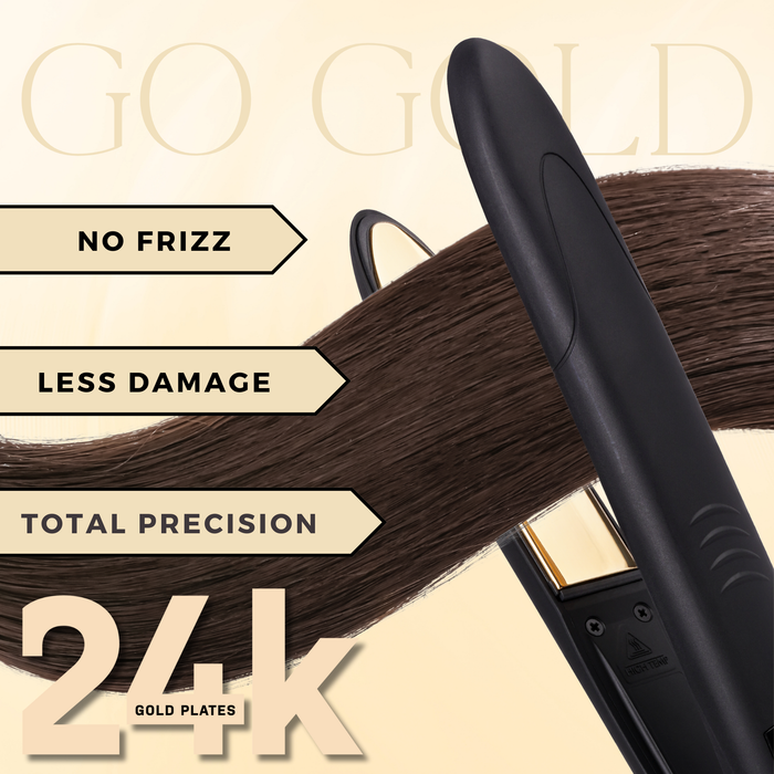 Hot & Hotter Digital Nano Titanium Flat Iron with Gold Plates 1 Inch, 1 Count, Black