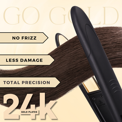 Hot & Hotter Digital Nano Titanium Flat Iron with Gold Plates 1 Inch, 1 Count, Black
