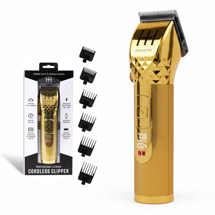 Hot & Hotter Professional Lithium Cordless Clipper, 1 Count, Gold