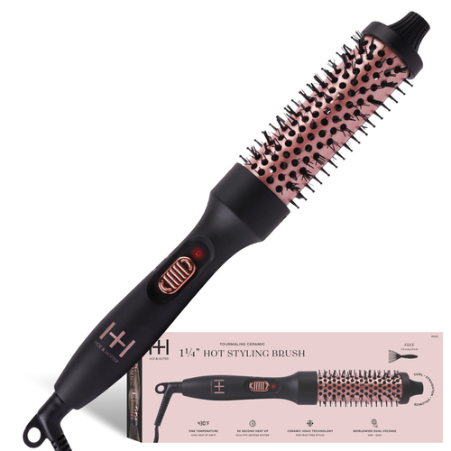 Hot & Hotter Tourmaline Ceramic Hot Styling Brush 1 1/4 Inch, 1 Count, Black