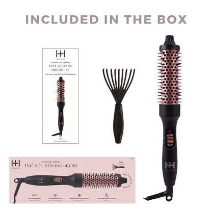 Hot & Hotter Tourmaline Ceramic Hot Styling Brush 1 1/4 Inch, 1 Count, Black