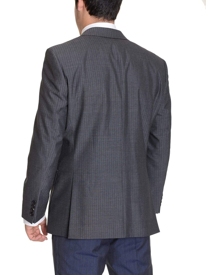 HUGO BOSS BLAZERS Hugo Boss Paolini Charcoal Gray Striped Super 130's Wool Blazer Sportcoat