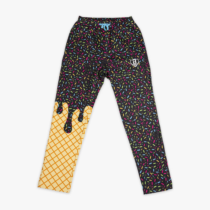Youth model wearing ice Cream Pajama Pants Midnight Sundae youth pants