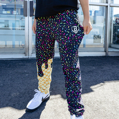 Youth model wearing ice Cream Pajama Pants Midnight Sundae youth pants