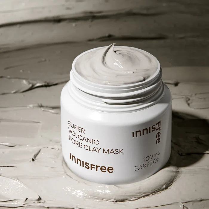 INNISFREE super volcanic pore clay mask volcanic clusters + AHA قناع مقشر بالطين وقشر الجوز