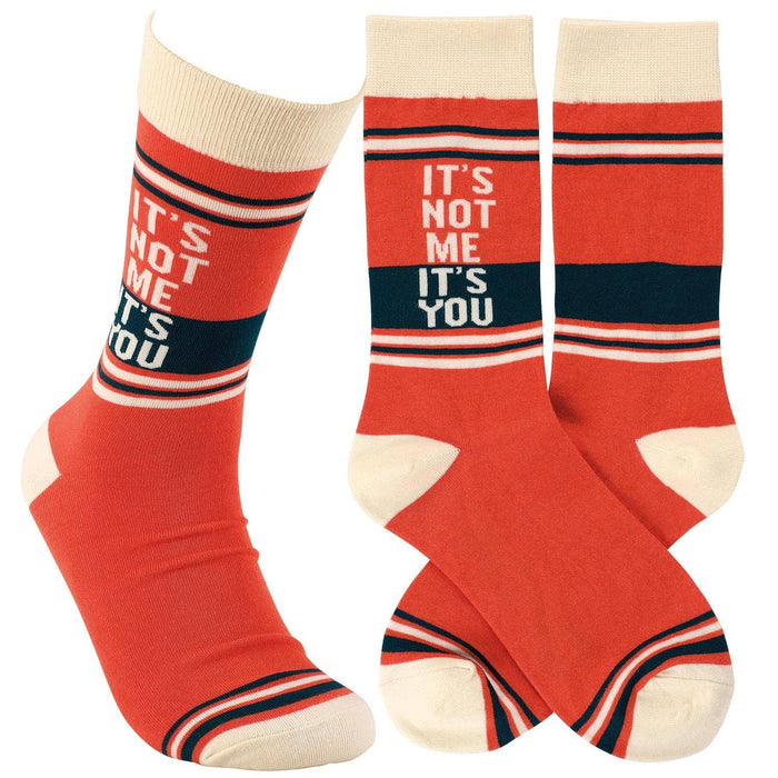 Questionables It's Not Me It's You socks with humorous text and colorful design, casual socks for everyday wear.