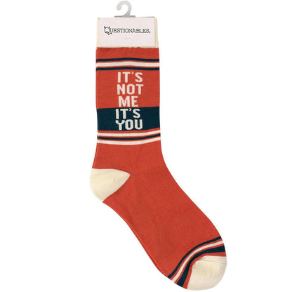 Questionables It's Not Me It's You Socks featuring humorous printed design, soft fabric, and comfortable fit.