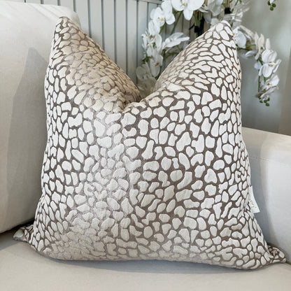 Ivy Mink & Cream Leopard Print Textured Cushion Cover - 50x50cm Textiles