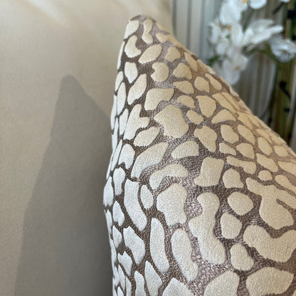 Ivy Mink & Cream Leopard Print Textured Feather Filled Cushion - 50x50cm Textiles