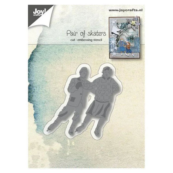 Joy! Crafts - Die - Pair of Skaters. This skating couple is a cute romantic die for Winter. Includes 1 cutting and embossing die. Size: 2.5 x 2.5 inches. Available at Embellish Away located in Bowmanville Ontario Canada.