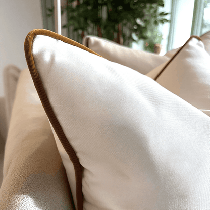 Juniper Ecru & Rust Velvet Feather Filled Cushion - 45 x 45cm Textiles