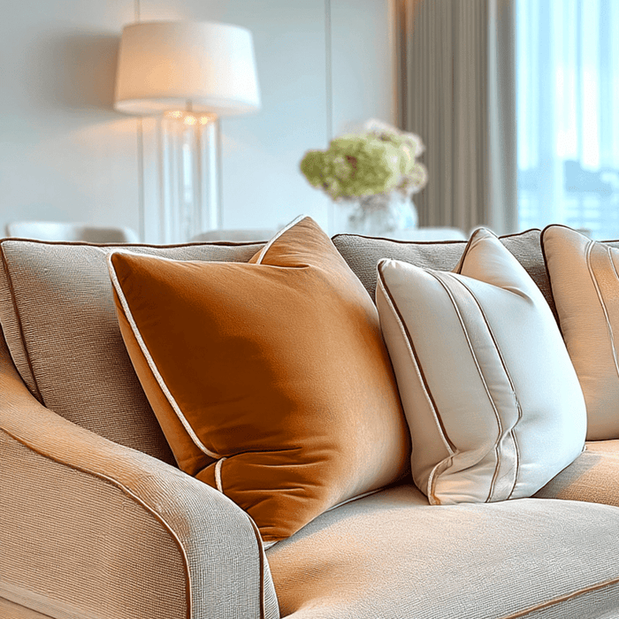 Juniper Rust & Ecru Velvet Feather Filled Cushion - 55x55cm Textiles