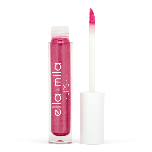 Just Cheeky berry pink lip gloss tube with applicator wand – ella+mila Lips