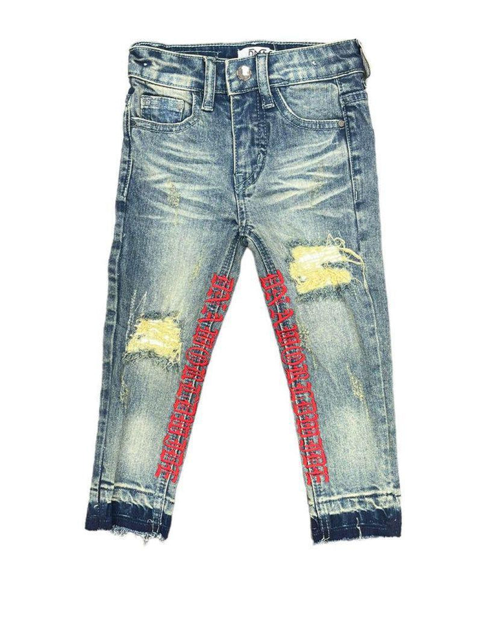 (K) DNA LUXURY BRAND OF HANDCRAFTED JEANS - K303 - BLUE/RED