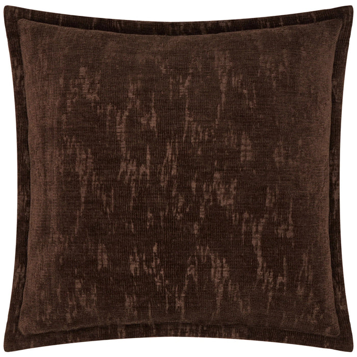 Katy Chocolate Brown Chenille Patterned Cushion Cover - 45x45cm Textiles