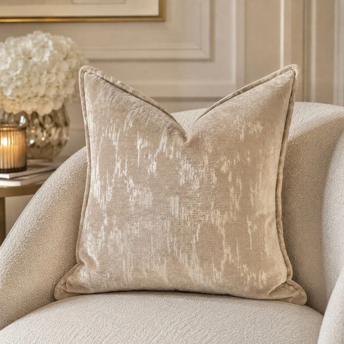 Katy Mink Chenille Patterned Feather Filled Cushion - 45x45cm Textiles