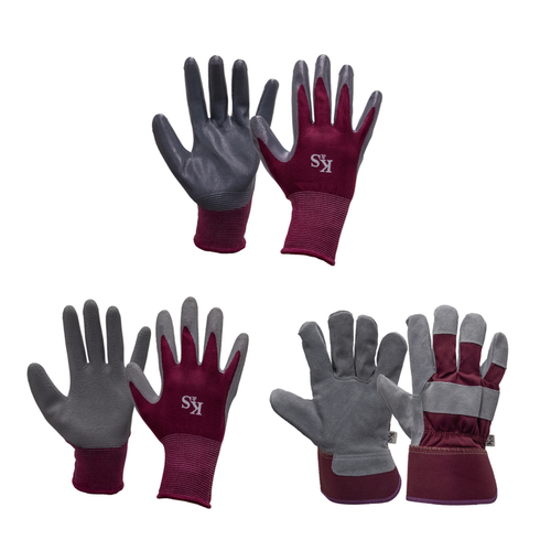 Kent & Stowe All Round Gloves Triple Pack - Plum