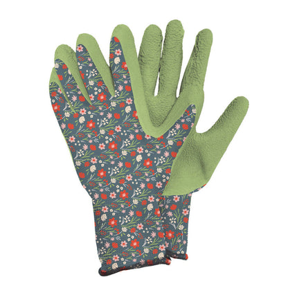 Gardening gloves with floral pattern on a white background