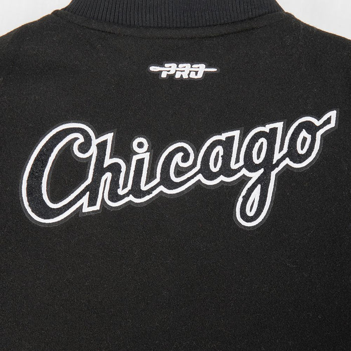 KIDS PRO STANDARD VARSITY JACKET WHITE SOX -  BLK/WHI
