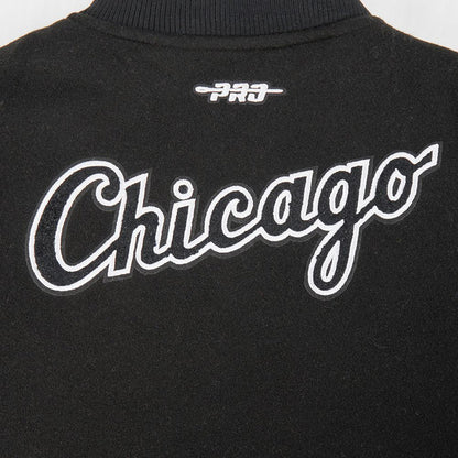 KIDS PRO STANDARD VARSITY JACKET WHITE SOX -  BLK/WHI