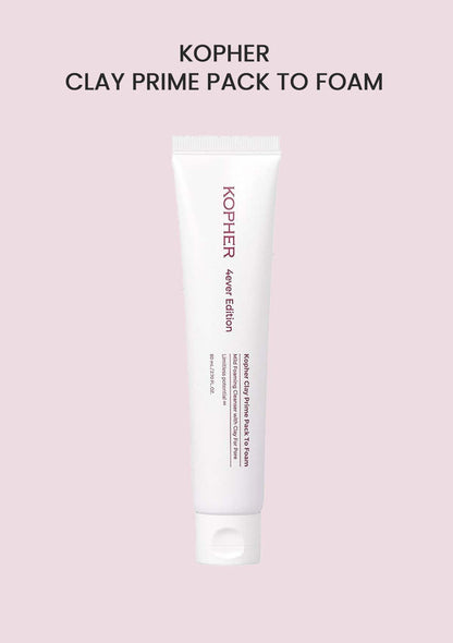 Kopher clay prime pack to foam tube on a pink background