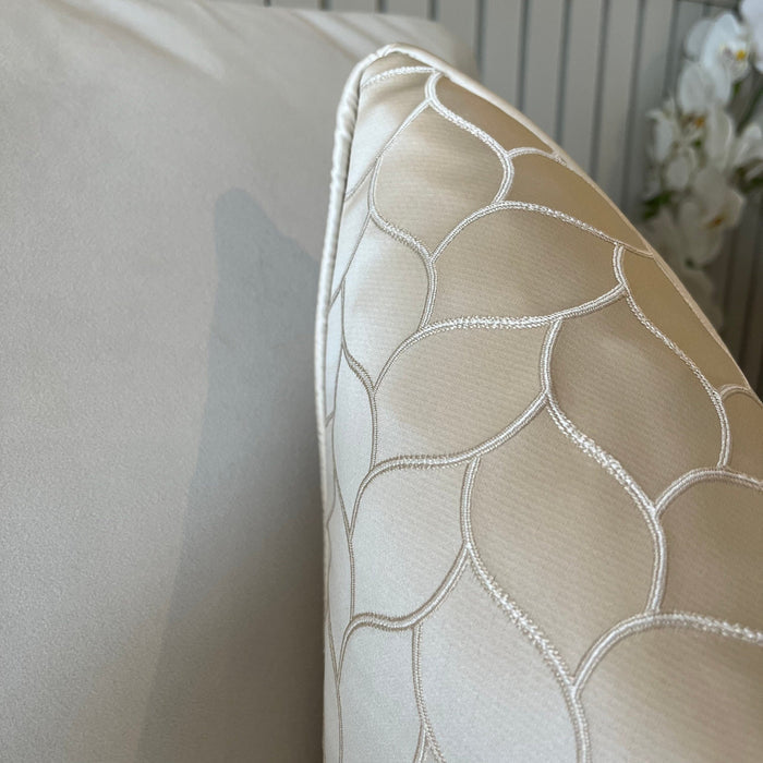 Kyoto Beige Textured Patterned Feather Filled Cushion - 50x50cm Textiles