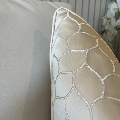 Kyoto Beige Textured Patterned Feather Filled Cushion - 50x50cm Textiles