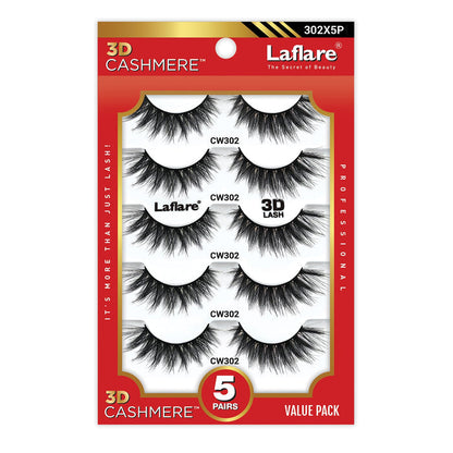 Laflare 3D Cashmere Eyelashes Value Pack 5 Pairs - ikatehouse