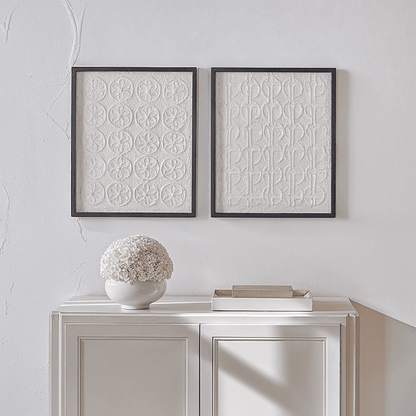Laurel Circular Patterned Paper Wall Art with Black Frame - Set of 2 Accessories