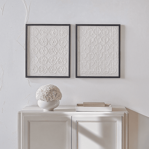 Laurel Circular Patterned Paper Wall Art with Black Frame - Set of 2 Accessories