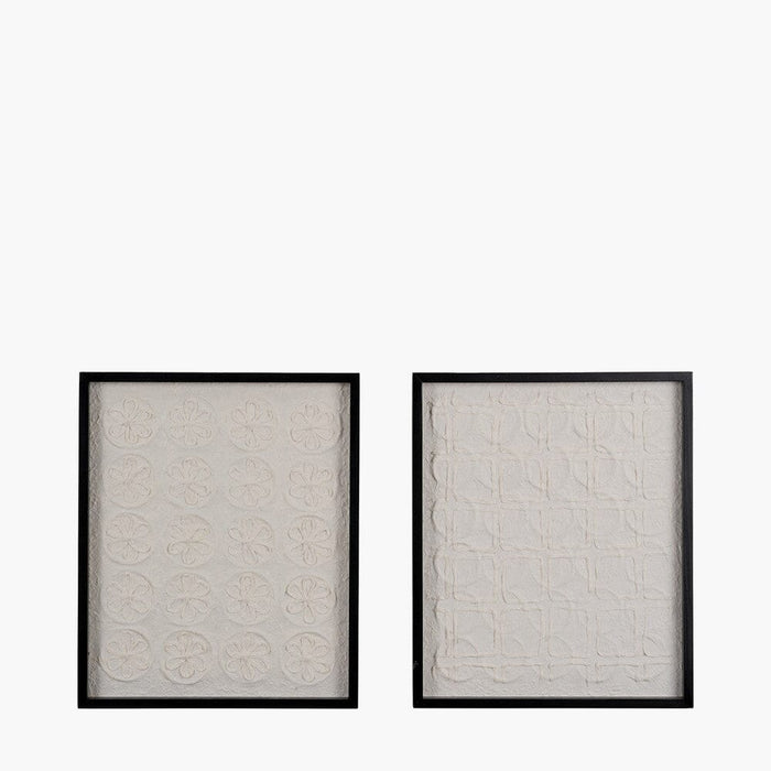 Laurel Circular Patterned Paper Wall Art with Black Frame - Set of 2 Accessories