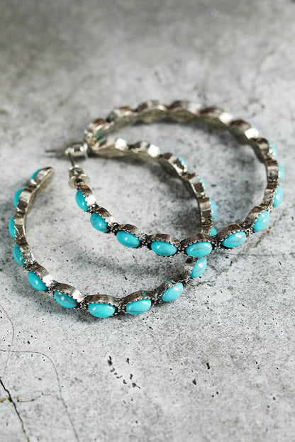 Retro C-shape earrings with LDC gem inlay from Little Daisy Closet, featuring a vintage-inspired jewelry design.