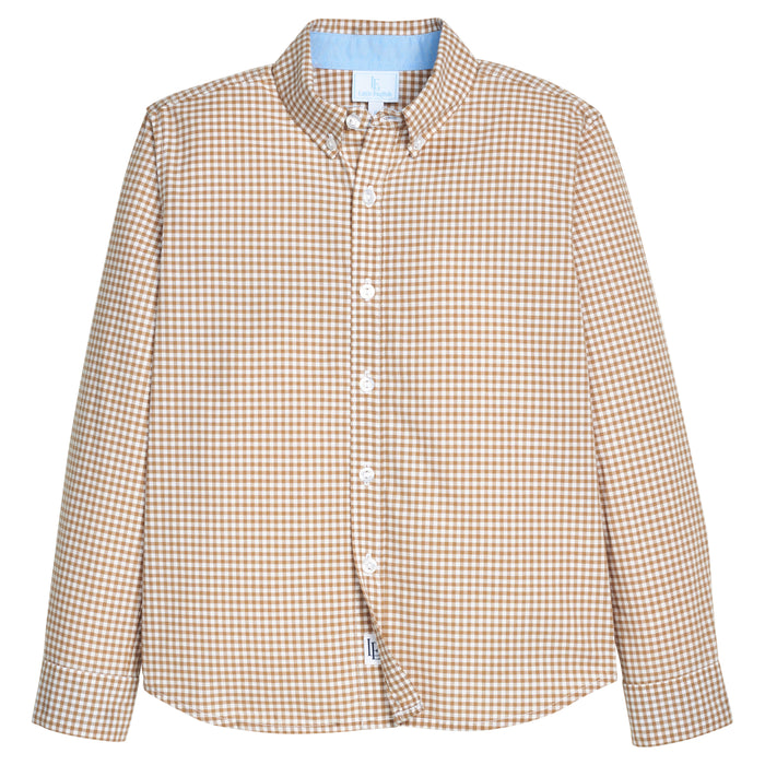 LE Khaki Gingham Button Down Shirt