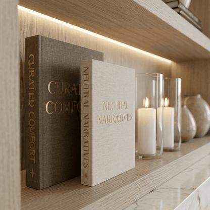 Lisle Cream & Brown Linen Effect Decorative Book Boxes - Set of 2 Accessories