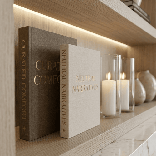 Lisle Cream & Brown Linen Effect Decorative Book Boxes - Set of 2 Accessories