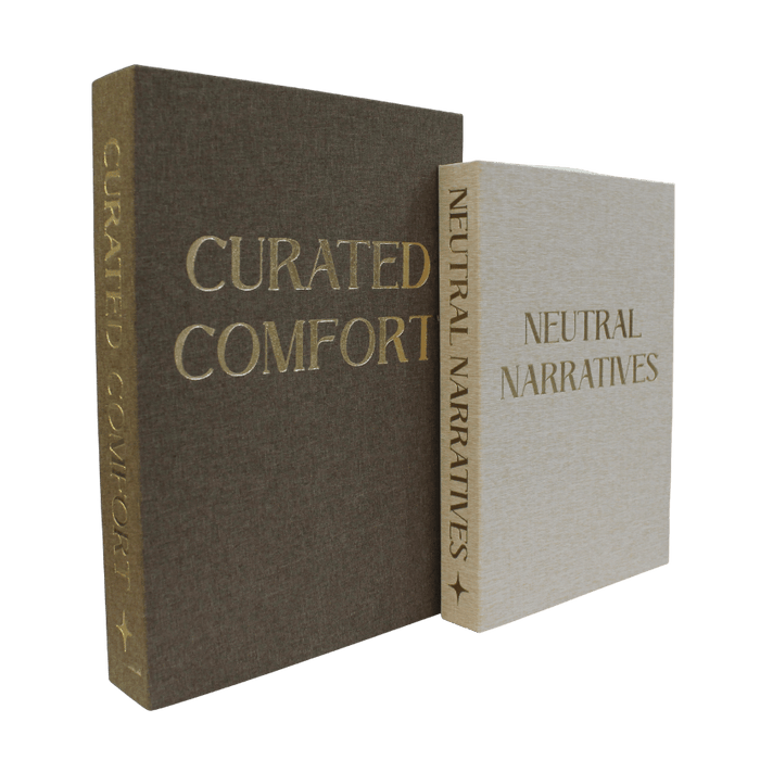 Lisle Cream & Brown Linen Effect Decorative Book Boxes - Set of 2 Accessories