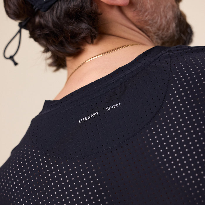 Literary Sport - James Perforated Run T-Shirt - Black
